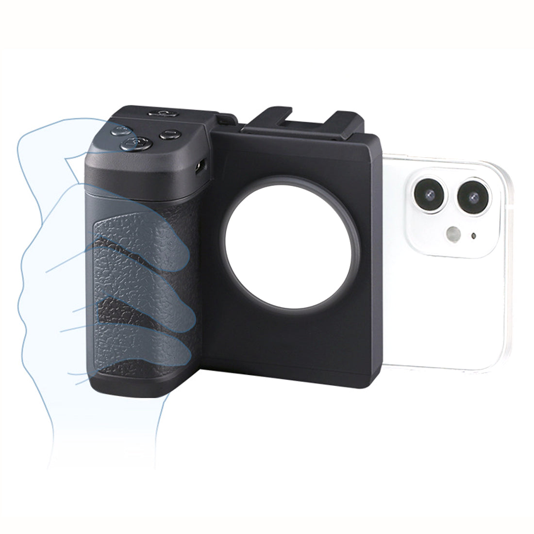 Topcine Smartphone Camera Shutter Remote Handle Grip with Detachable Wireless Remote Control,Three-Speed Adjustable Fill Light for iPhone Samsung Google OnePlus Phones Video/Photo Shooting TOPCINE