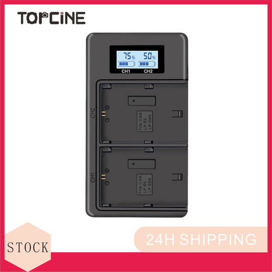 TOPCINE LP E6 LPE6 LP-E6 E6N LCD Dual Charger For Canon EOS 5DS R 5D Mark II 5D Mark III 6D 7D 80D 90D EOS 5DS R Camera camera battery charger TOPCINE