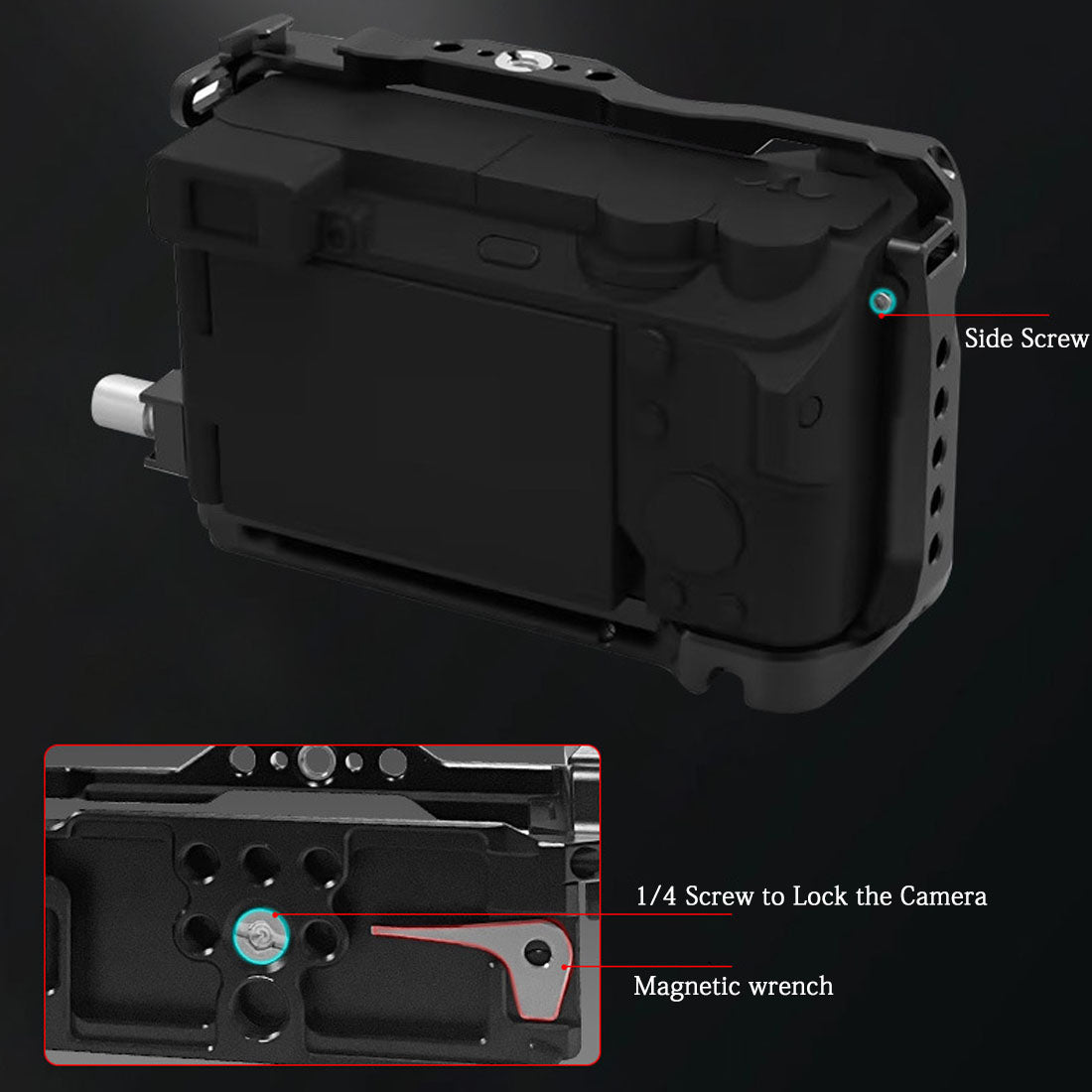 Topcine A6700 Cage Kit for Sony Alpha 6700 Camera, with a Cable Clamp for HDMI,with Arri Locating Holes and Cold Shoe Extension for Microphone/ Light TOPCINE