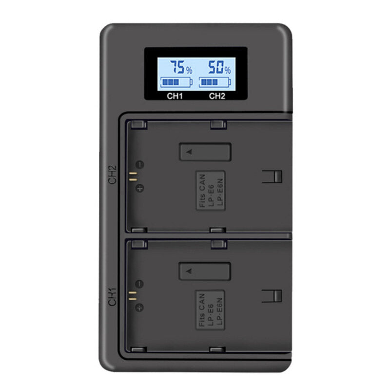 TOPCINE LP E6 LPE6 LP-E6 E6N LCD Dual Charger For Canon EOS 5DS R 5D Mark II 5D Mark III 6D 7D 80D 90D EOS 5DS R Camera camera battery charger TOPCINE