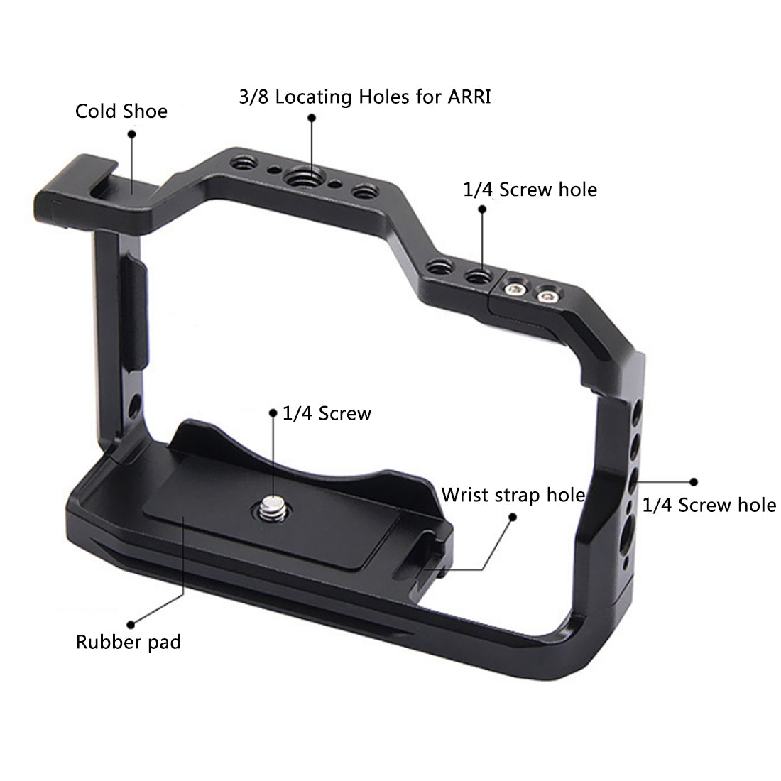 Topcine A6700 Camera Cage for Sony Alpha 6700 Camera, Video Shooting Cage Rig Filming Accessories with 3/8“ Arri Locating and Cold Shoe Extension for Microphone/ Light TOPCINE