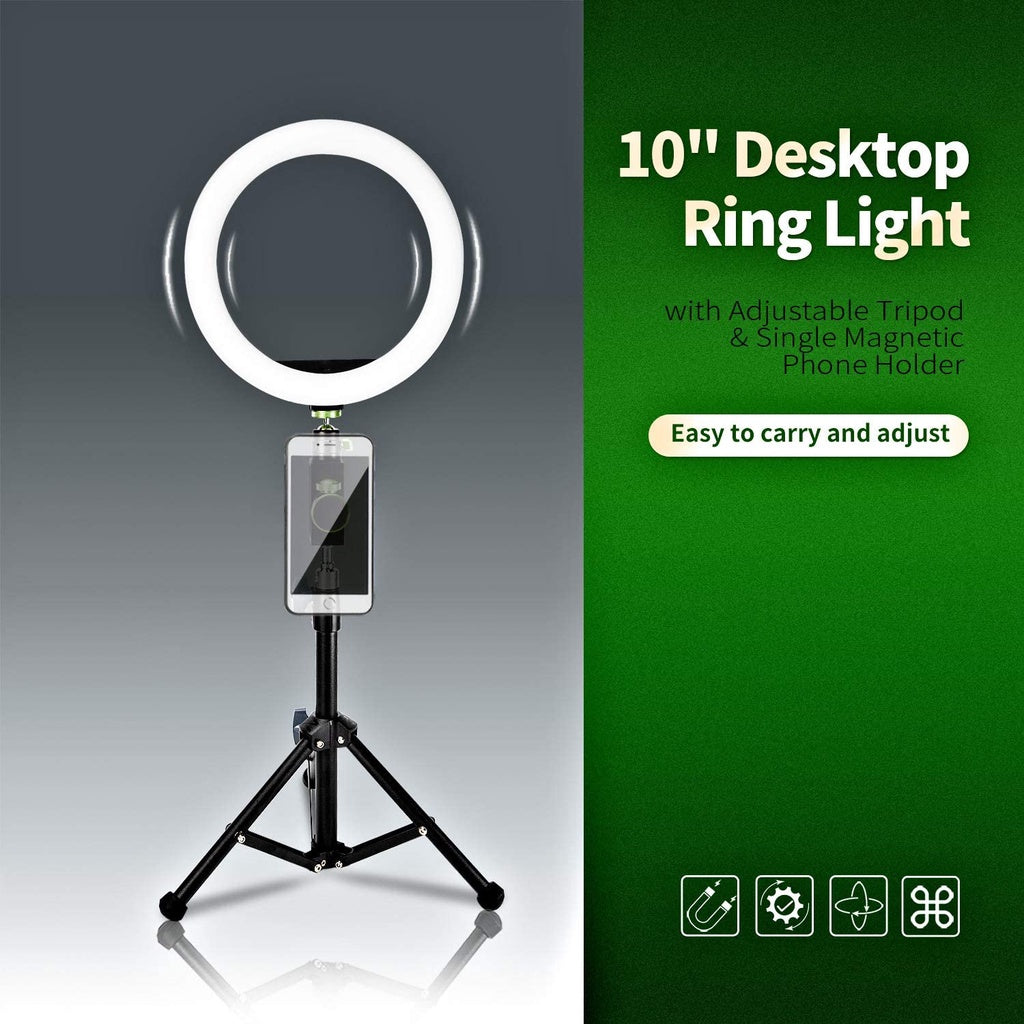 Topcine Ring Light with Stand 10 inch Dimmable LED Tripod Magnetic Suction Phone Holder for Live Stream/YouTube/TikTok/Photography/Make Up/Video Compatible with iPhone&Android  TOPCINE