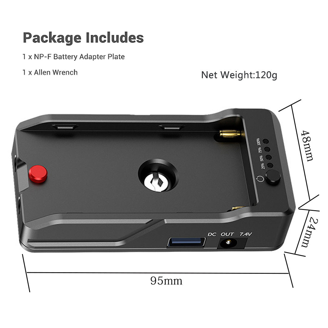 Topcine NP-F Battery Adapter Plate with Cold Shoe and 12V/7.4V Output Port for Sony NP-F Battery  TOPCINE