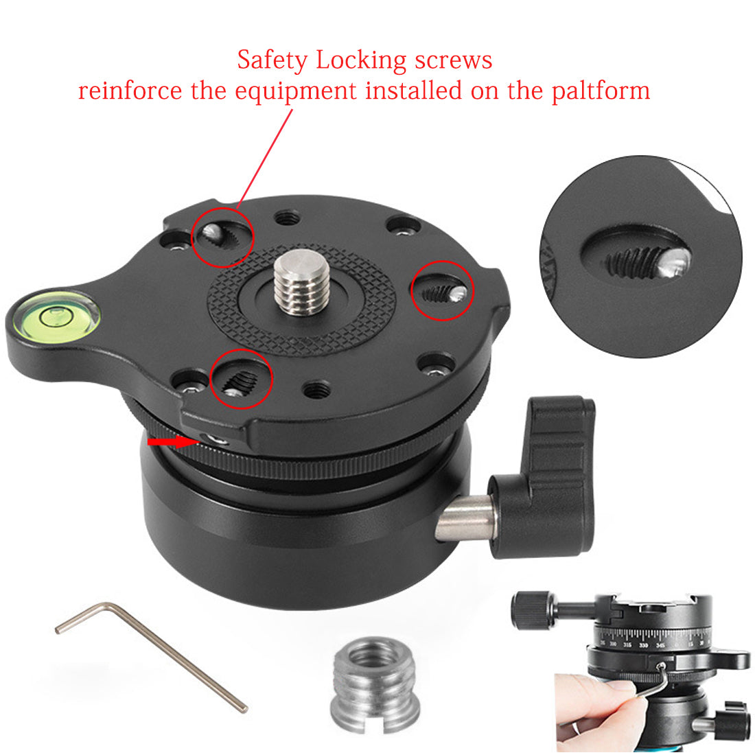 Topcine TP-60N Tripod Leveling Base Half Ball, Quick Inclination 15 ° in Any Direction with Offset Bubble Leve,fits Video Head,Tripods & Monopods TOPCINE