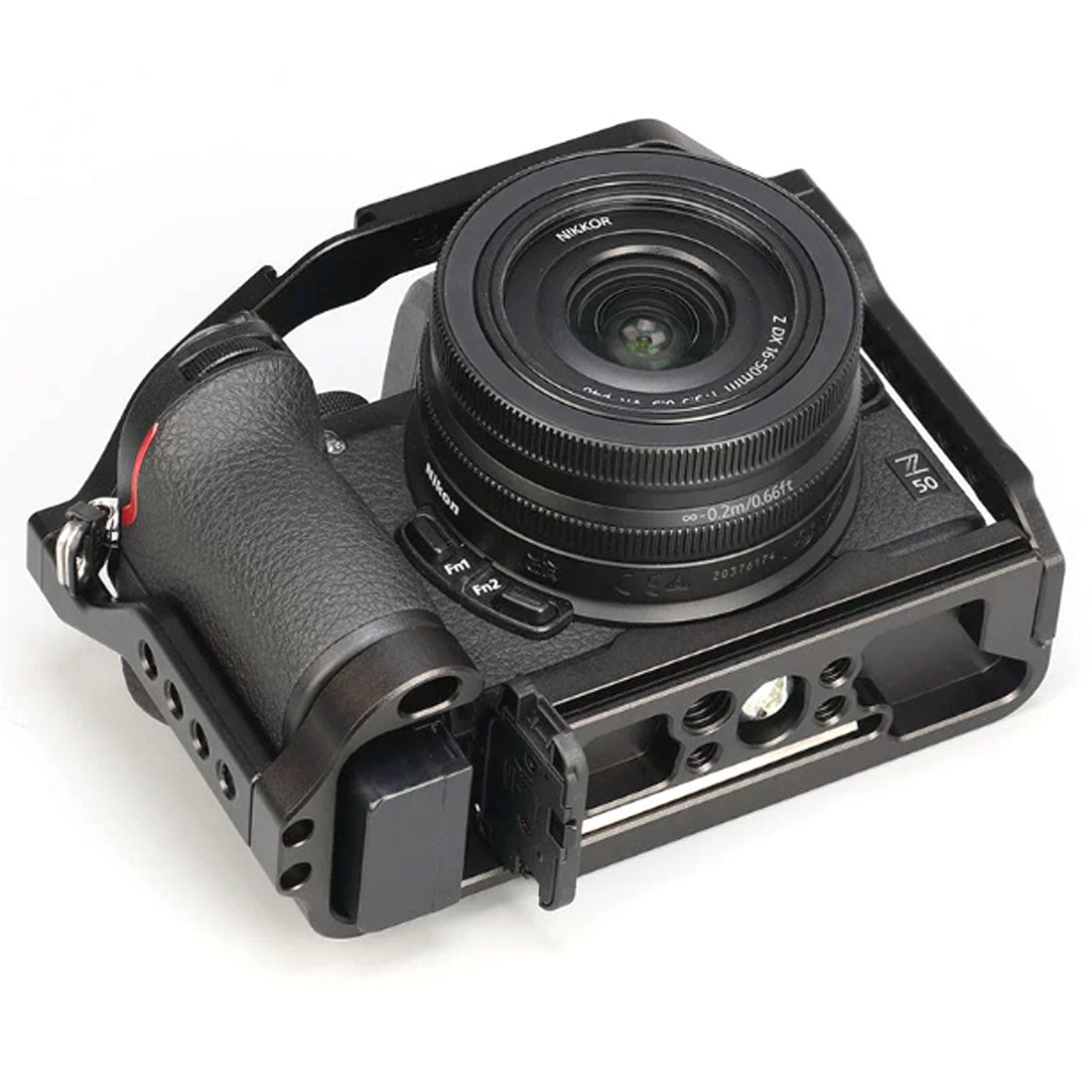 Topcine Camera Cage for Nikon Z50 Camera, Full Aluminium Camera Cage with Multiple 1/4"-20 and 3/8"-16 Holes Cold Shoe Mount Extension for Microphone Light Monitors and More TOPCINE