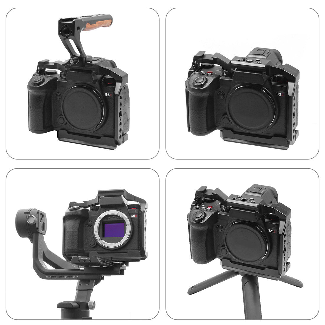 Topcine S5 II S5 IIX Camera Cage for Panasonic LUMIX S5 II / S5 IIX with NATO Rail 1/4 Inch 3/8 Inch Screw Holes and Cold Shoe Mount for Microphone and Light TOPCINE