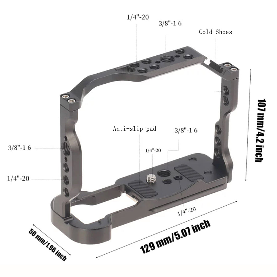 Topcine R50 Camera Cage for Canon EOS R50 Camera, Video Shooting Cage Rig Filming Accessories 3/8“ Arri Locating Cold Shoe Extension for Microphone/ Light TOPCINE