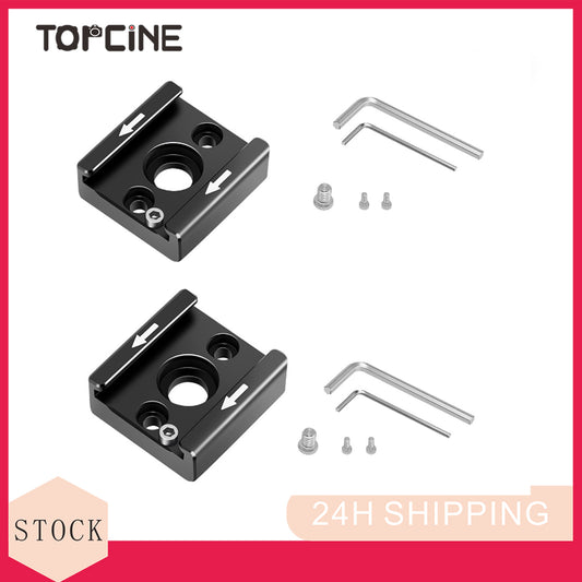 Topcine 2 Sets Cold Shoe Mount Adapter Cold Shoe Bracket Standard with 1/4" Thread Hole for Camera DSLR Flash Led Light Monitor Video and More Cold Shoe Adapter TOPCINE
