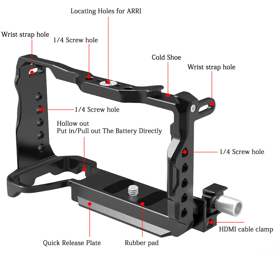 Topcine A6700 Cage Kit for Sony Alpha 6700 Camera, with a Cable Clamp for HDMI,with Arri Locating Holes and Cold Shoe Extension for Microphone/ Light TOPCINE