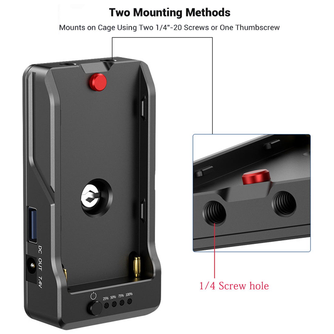 Topcine NP-F Battery Adapter Plate with Cold Shoe and 12V/7.4V Output Port for Sony NP-F Battery TOPCINE