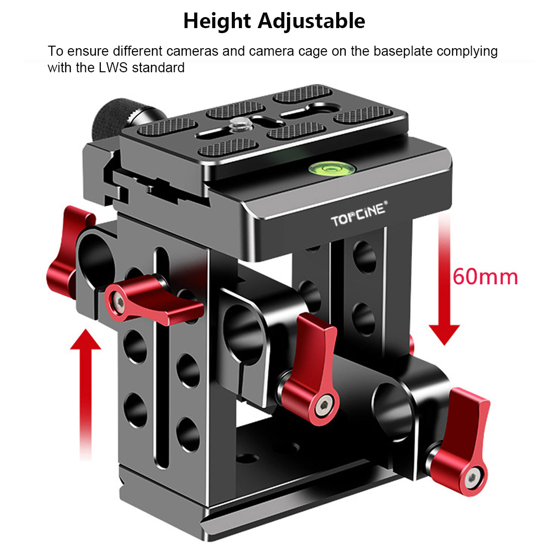 Topcine Universal 15mm Rail Support System with 15mm Rod Clamp and Quick Release Plate, Applicable DSLR Camera and Video Camcorder TOPCINE