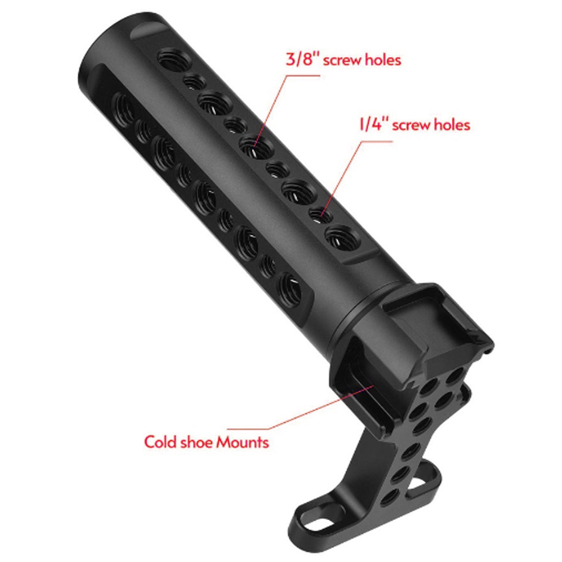Topcine Universal DSLR Cage Top Handle Grip with 1/4 Inch 3/8 Inch Threaded Screw Holes Cold Shoe Mounts for Photography Lamp Microphone TOPCINE