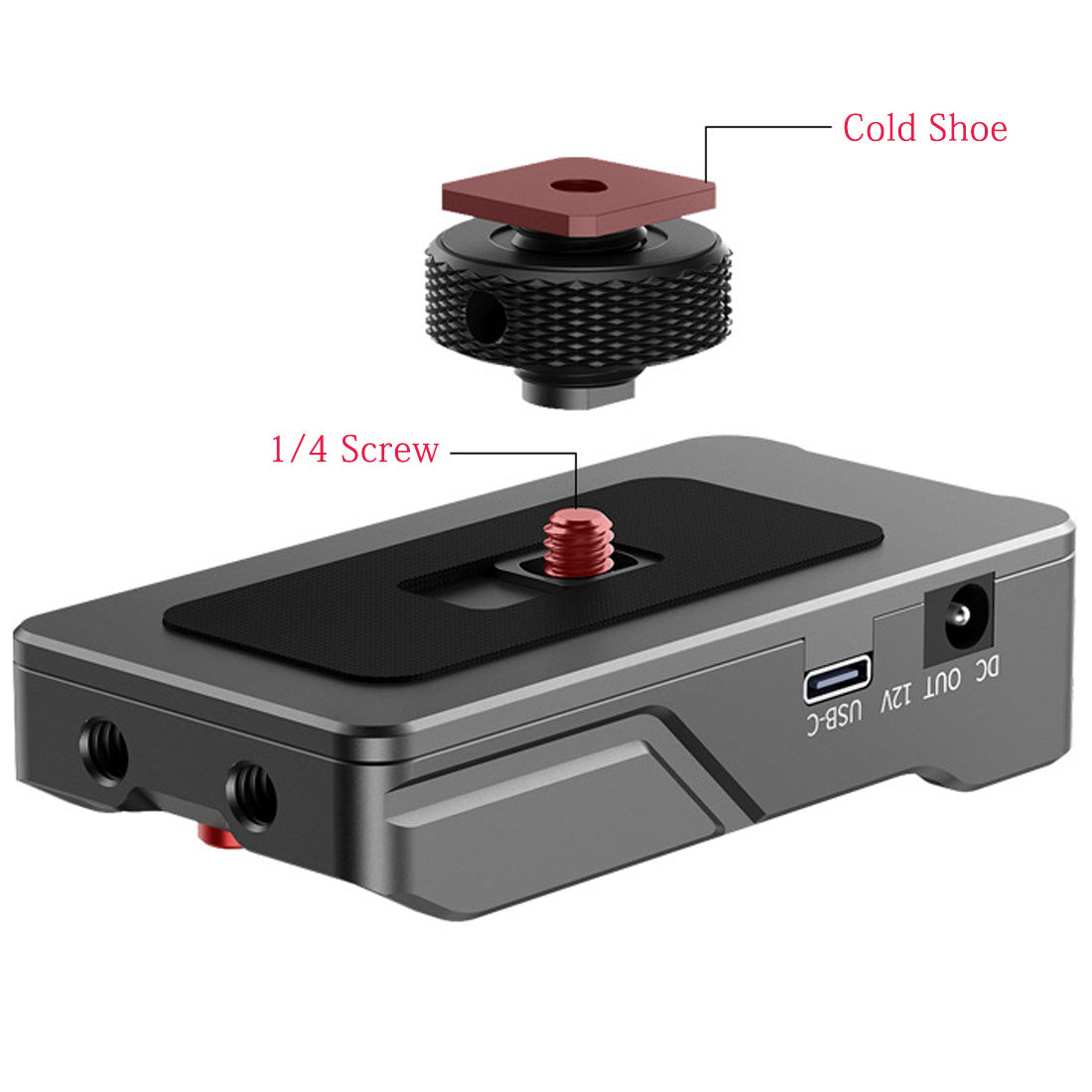 Topcine NP-F Battery Adapter Plate with Cold Shoe and 12V/7.4V Output Port for Sony NP-F Battery TOPCINE