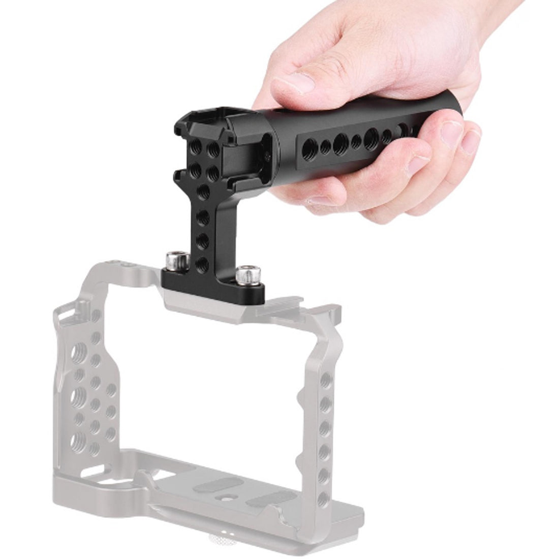 Topcine Universal DSLR Cage Top Handle Grip with 1/4 Inch 3/8 Inch Threaded Screw Holes Cold Shoe Mounts for Photography Lamp Microphone TOPCINE