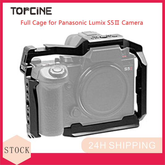 Topcine S5 II S5 IIX Camera Cage for Panasonic LUMIX S5 II / S5 IIX with NATO Rail 1/4 Inch 3/8 Inch Screw Holes and Cold Shoe Mount for Microphone and Light  TOPCINE