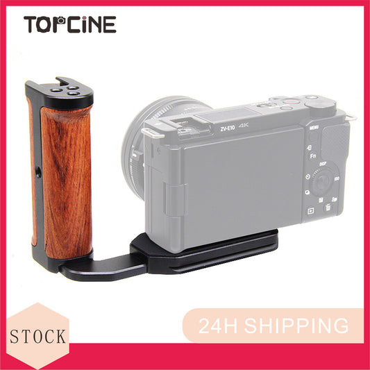 TOPCINE Universal SLR Left Handle Wooden Grip for Vertical Shooting Quick Release Mount Plate for Micro-single Cameras Cage Rig QR Board  TOPCINE