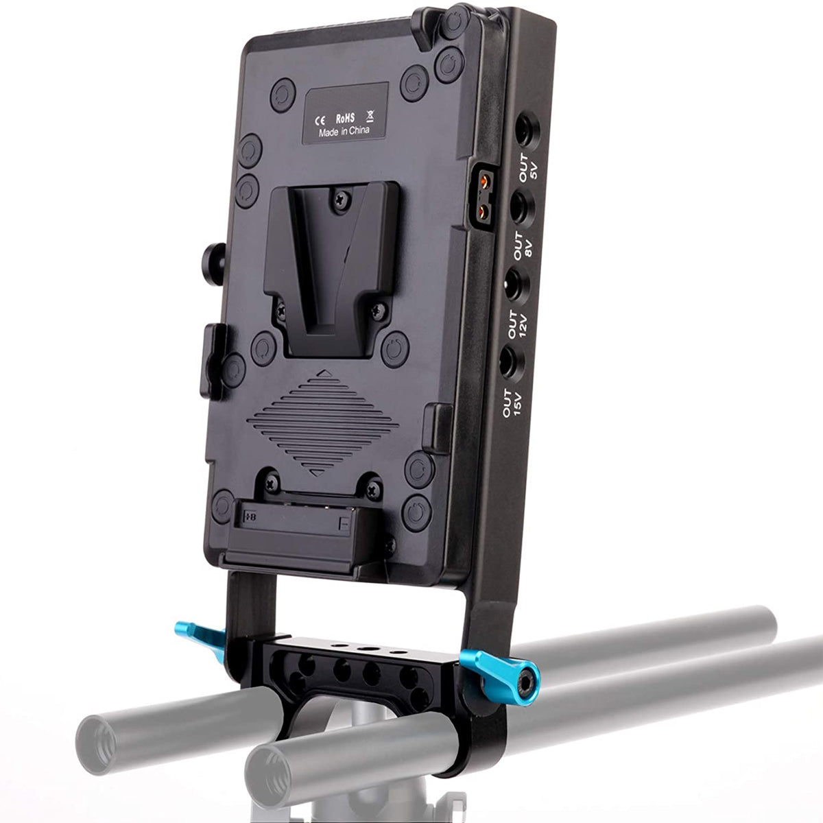 Topcine V-Mount Lock Battery Plate Power Supply Splitter Adapter with 15mm Rod Clamp,with D-Tap、DC and USB Output camera battery charger TOPCINE