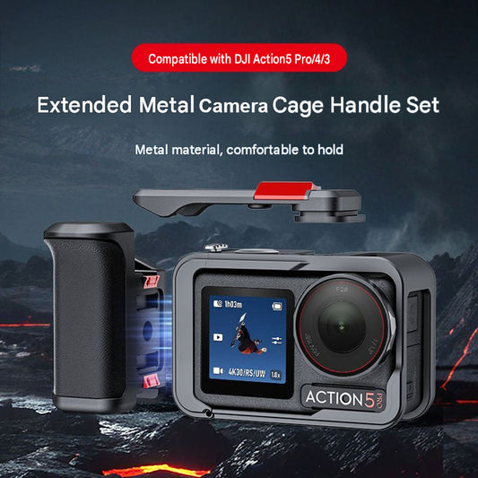 Metal Camera Cage with Handle Grip for DJI Osmo Action 5 Pro/Action 4/Action 3 camera cage TOPCINE