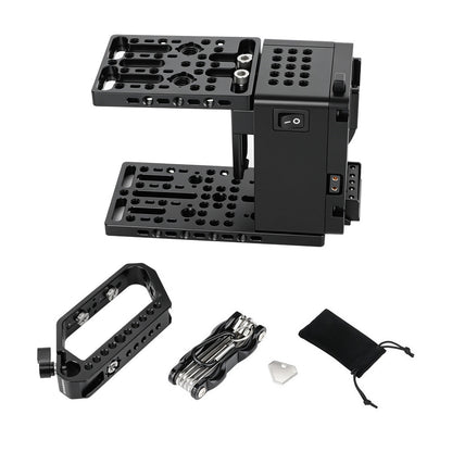 Universal Camera Expansion Module with Height Adjustable,  Integrated V-mount Battery Plate,  Four D-Tap Output Ports, Cold Shoe and 1/4 3/8" Threaded Holes for FX3/FX30/ZV-E1/A7M4/A7S3/S5M2/S5M2X/R5C and More