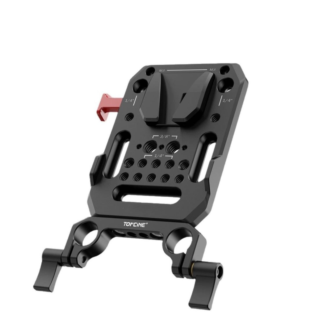V Mount Battery Plate with Dual 15mm Rod Clamps, Metal V Lock Plate Fits Camera Cage with Support System TOPCINE