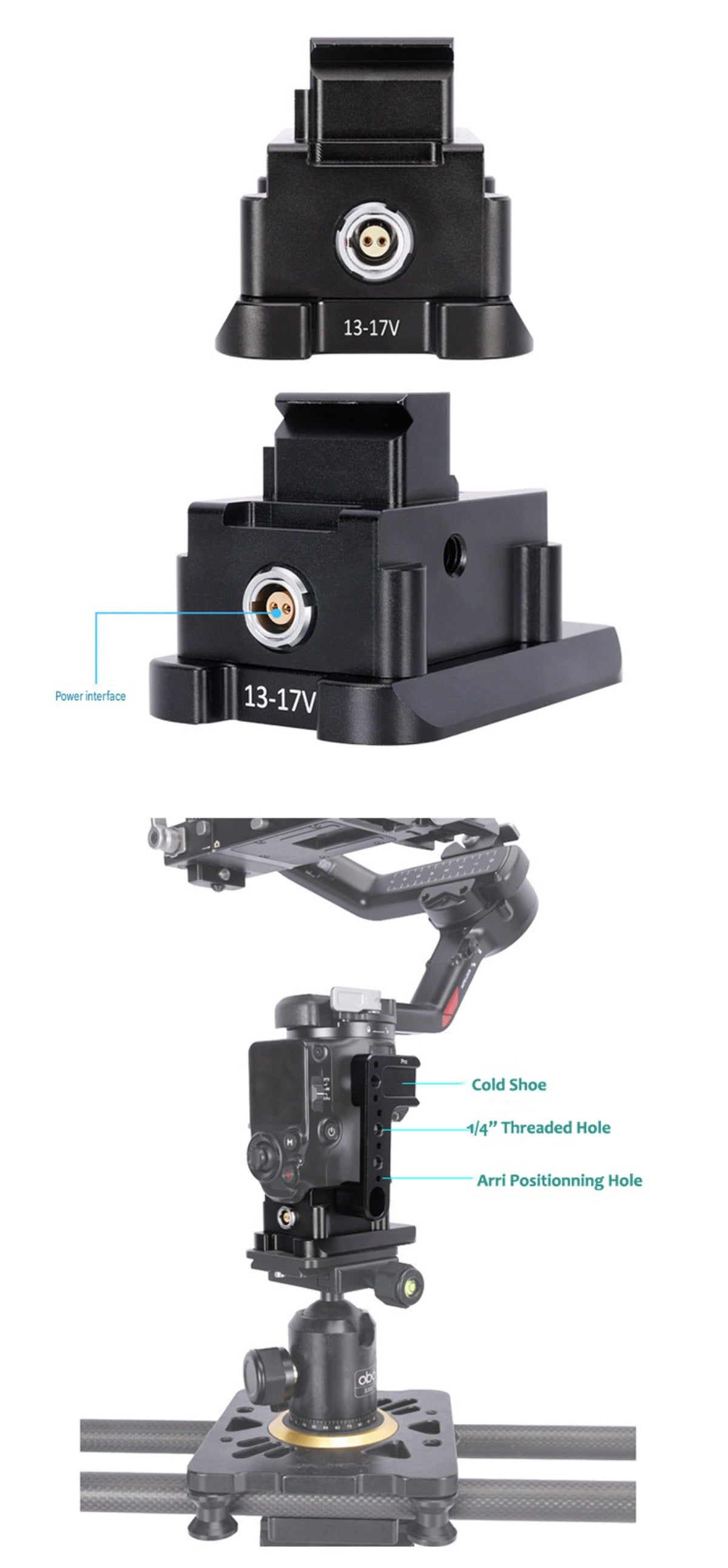 DJI Ronin RS2 RS3Pro RS4Pro RS3 RS4 RS5 Stabilizer Power Supply Base Quick Lock with Multiple Extension Interfaces