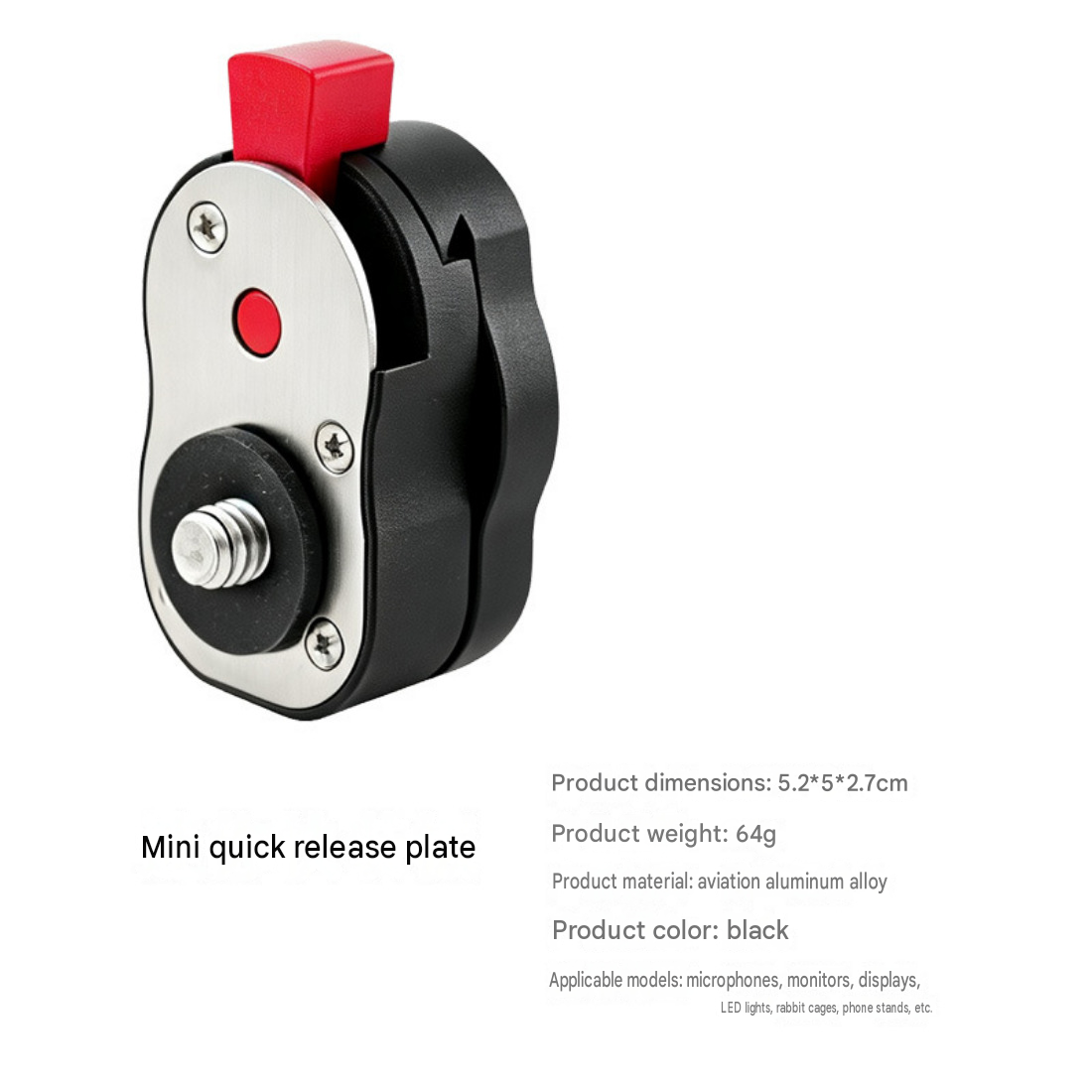 Universal Mini Quick Release Plate for Monitor, LED Light, Phone Holder & Camera Cage