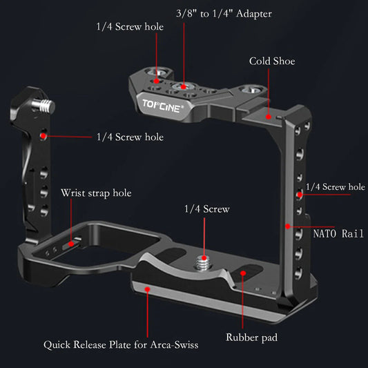 Camera Cage for Sony FX30 FX3 with Arca Swiss Base Cold Shoe Mount Aluminum Video Rig camera cage TOPCINE