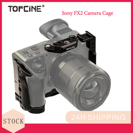 FX2 Camera Cage Compatible for Sony FX2 Digital Cinema Camera Accessory with NATO Slider Buit-in Arca Bottom Plate Two Point Locking Cold Shoe Multiple 1/4" 3/8" Threaded Holes for Quick Switch