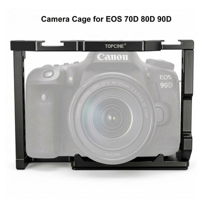 Canon EOS 90D 80D 70D Camera Cage with Cold Shoe Mount & Quick Release Base camera cage TOPCINE Camera Cage