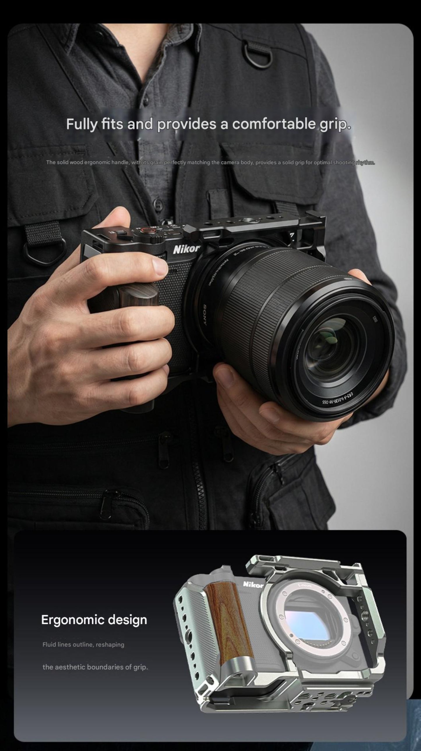 ZR Cage for Nikon ZR with Full Access Cold Shoe Mount for Professional Video Rig Accessories NATO Rail