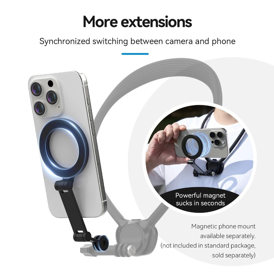 Phone Action Camera 2 in 1 Neck Hold Mount for GoPro Insta360 DJI OSMO Action Universal Action Camera Phone Accessories