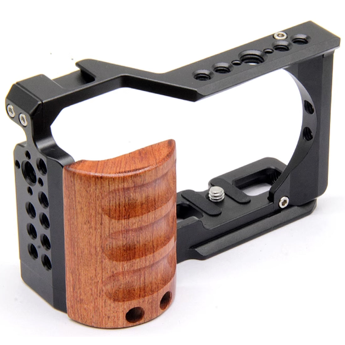 ZVE10 Camera Cage with Wooden Handgrip for Sony Alpha ZV-E10 Camera Rig Camera Cages TOPCINE