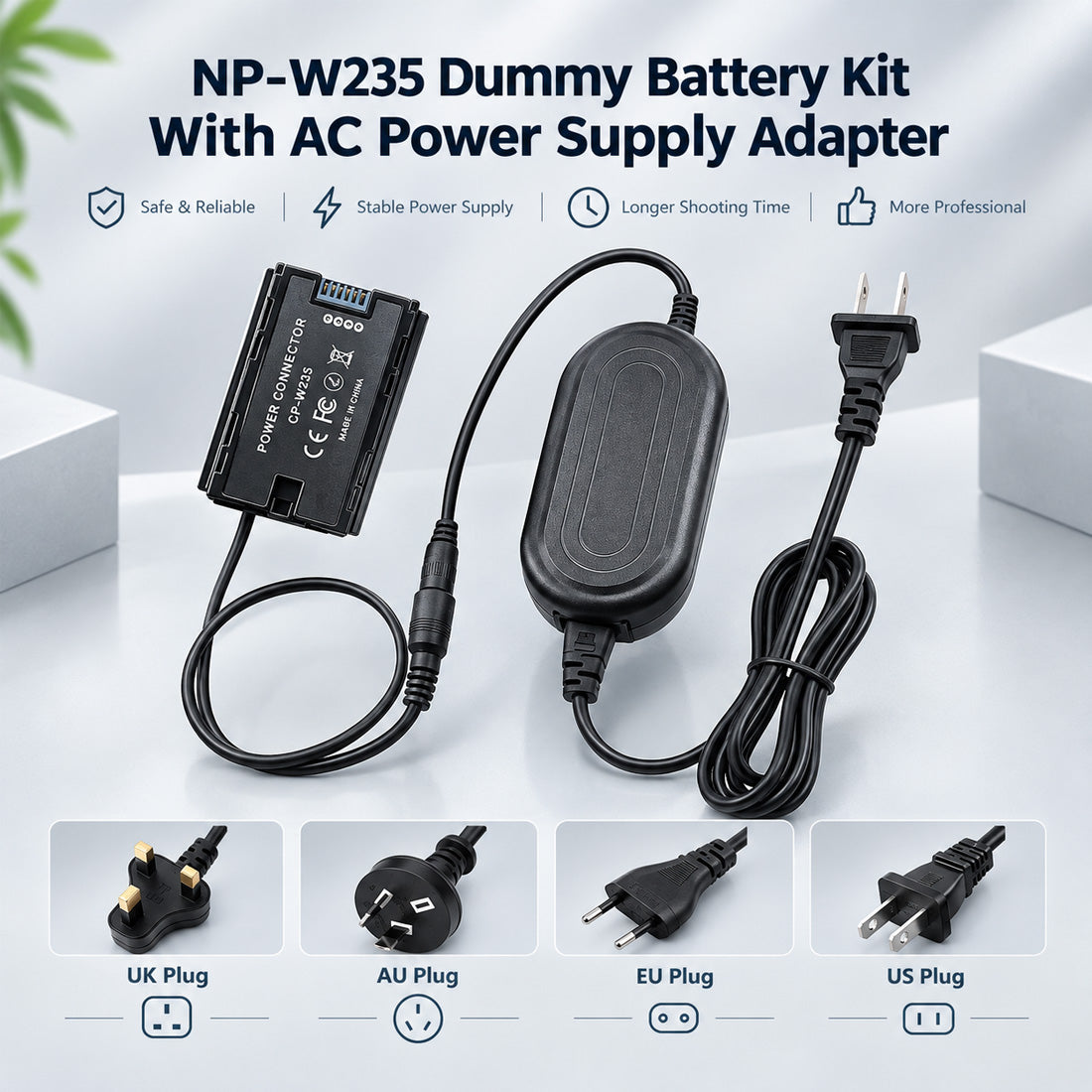 NP-W235 Dummy Battery AC Adapter Kit for Fujifilm X-T5 X-T4 X-H2 camera dummy battery TOPCINE