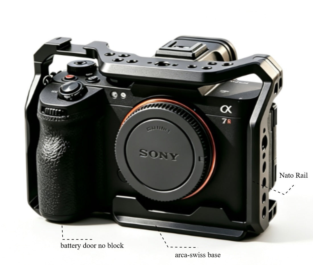 A7R6 Camera Cage for Sony Alpha 7R VI Camera with Arca Base NATO Chute camera cage TOPCINE