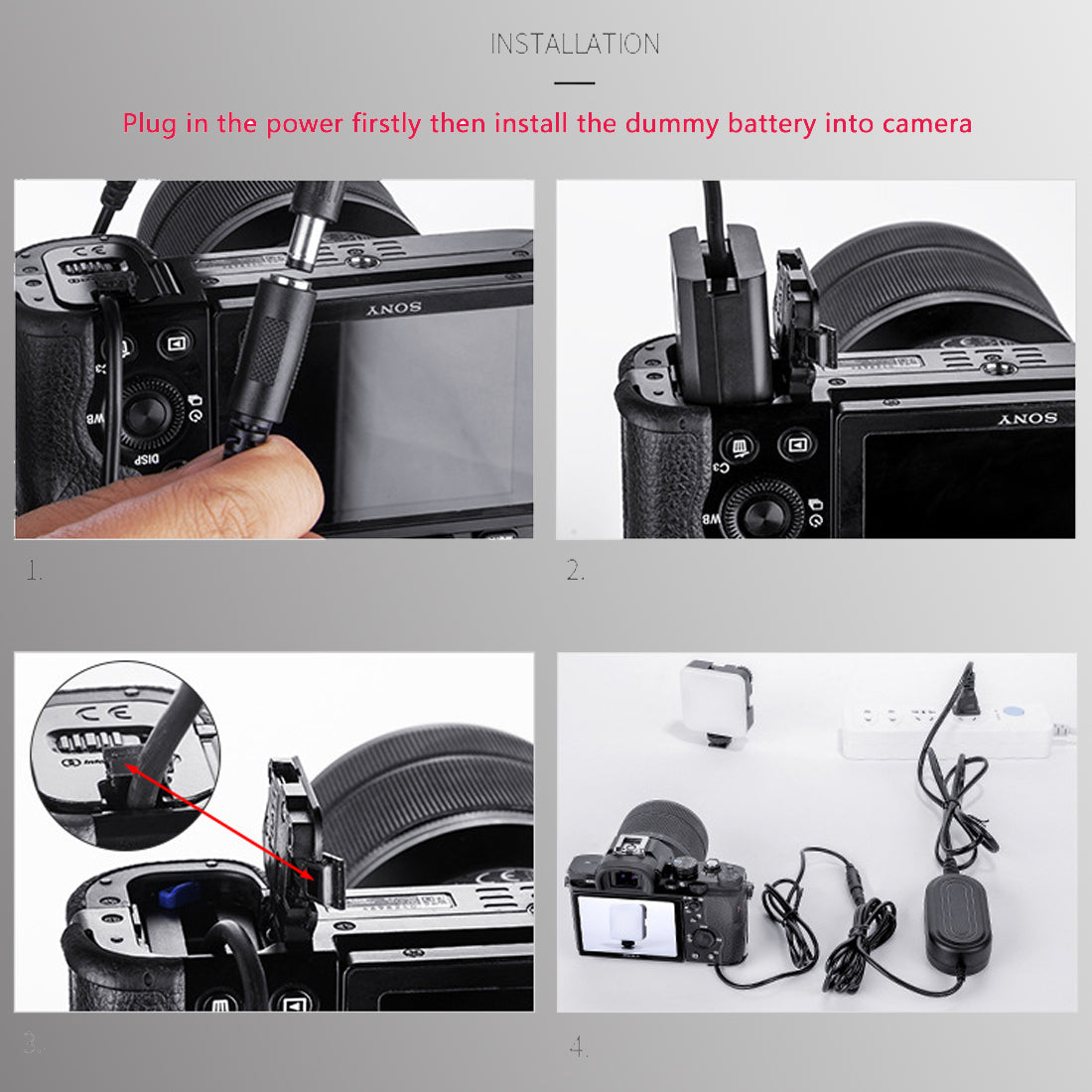 NP-FZ100 Dummy Battery AC Power Adapter Kit for Sony A7 IV A7C FX30 camera dummy battery TOPCINE