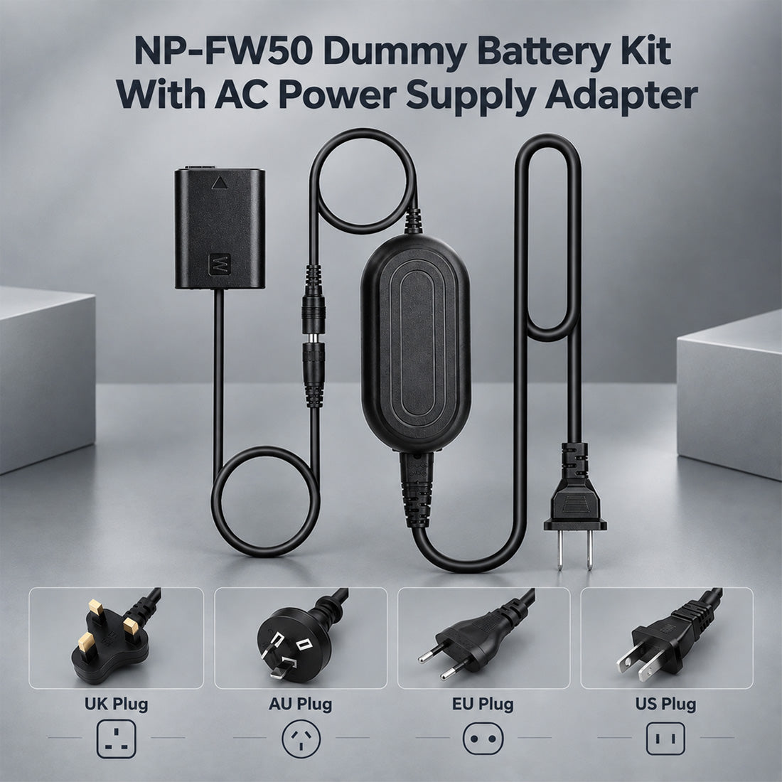 NP-FW50 Dummy Battery AC Power Adapter Kit for Sony ZVE10 A6400 A7II camera dummy battery TOPCINE