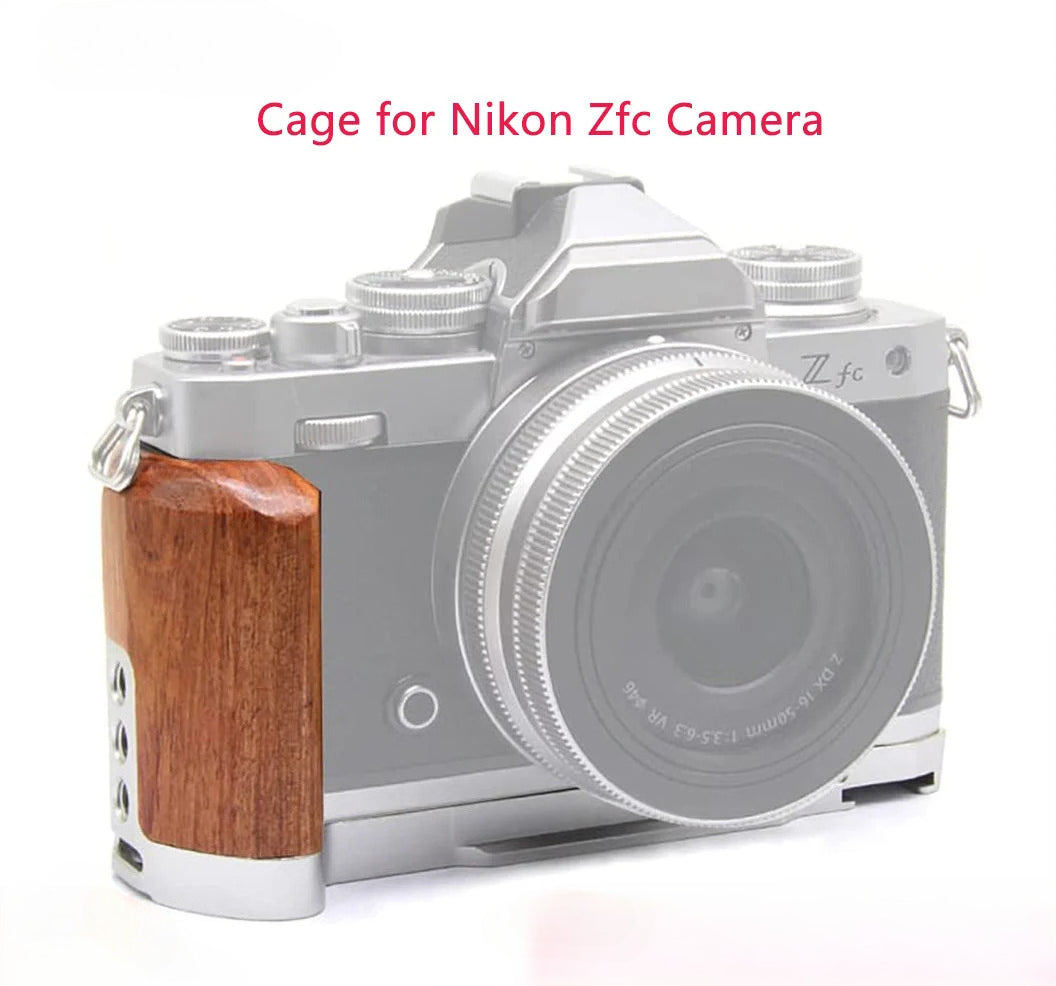 Wooden L Grip Camera Cage for Nikon ZFC Camera with Cold Shoe Mount camera L plate TOPCINE