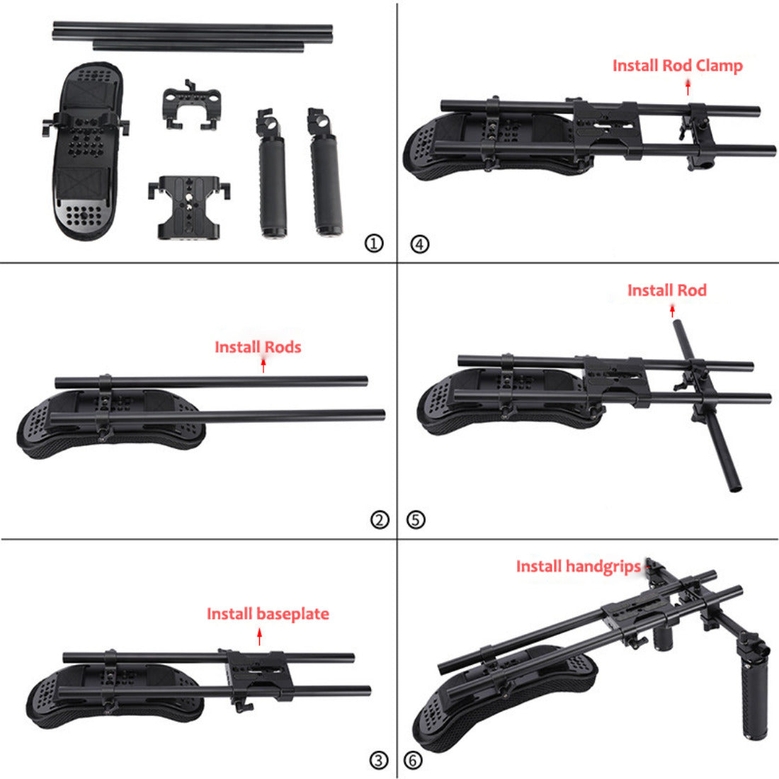Professional Shoulder Rig Support Kit for Most DSLR Video Cameras Handheld Shoulder Mount Support Video Camera Anti-shake Stabilizer Kit for Vlogging Filmmaking Social Media Content Creation Outdoor Shooting