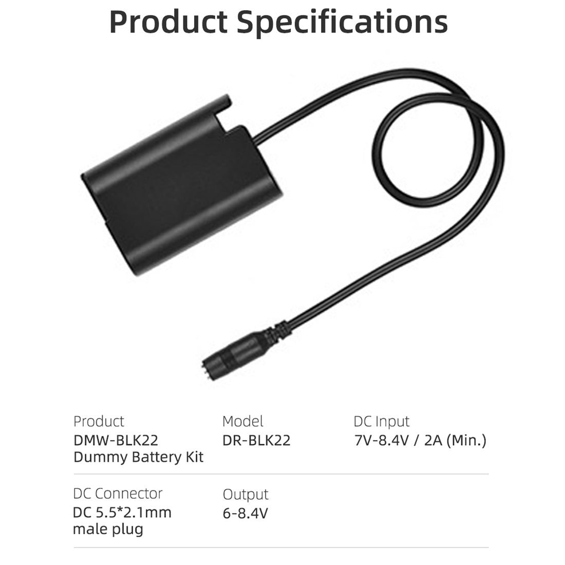 DMW-BLK22 with AC Adapter Power Supply Kit For Panasonic Lumix S5 GH5M2 Camera BLK22 Dummy Battery camera dummy battery TOPCINE