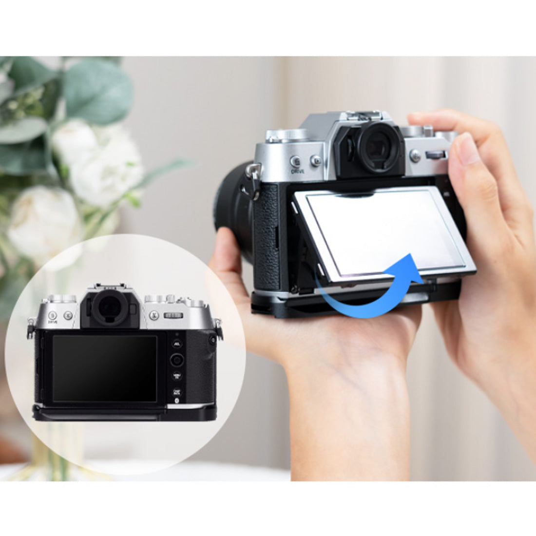 X-T50 Handgrip,L-Shape Bracket Handle for Fujifilm XT50 Camera with Built-in Arca Quick Release Plate TOPCINE
