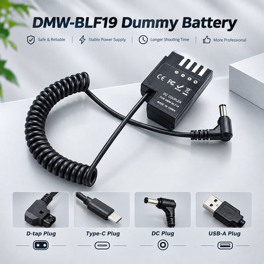 D-Tap to DMW-BLF19 Dummy Battery Adapter Cable For Panasonic DMC GH3 GH4 GH5 GH5S GH6 Cameras dummy battery TOPCINE