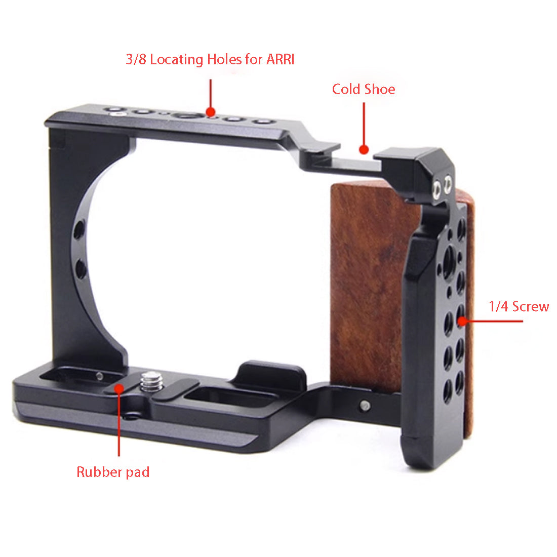 ZVE10 Camera Cage with Wooden Handgrip for Sony Alpha ZV-E10 Camera Rig Camera Cages TOPCINE