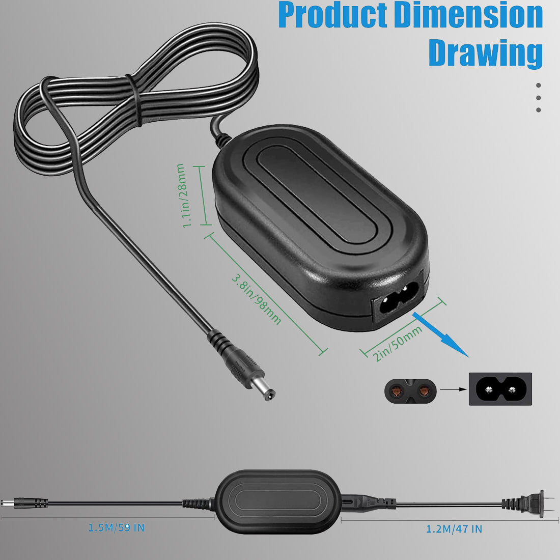 EN-EL25 Dummy Battery AC Power Adapter Kit for Nikon Zfc Z30 Z50 TOPCINE