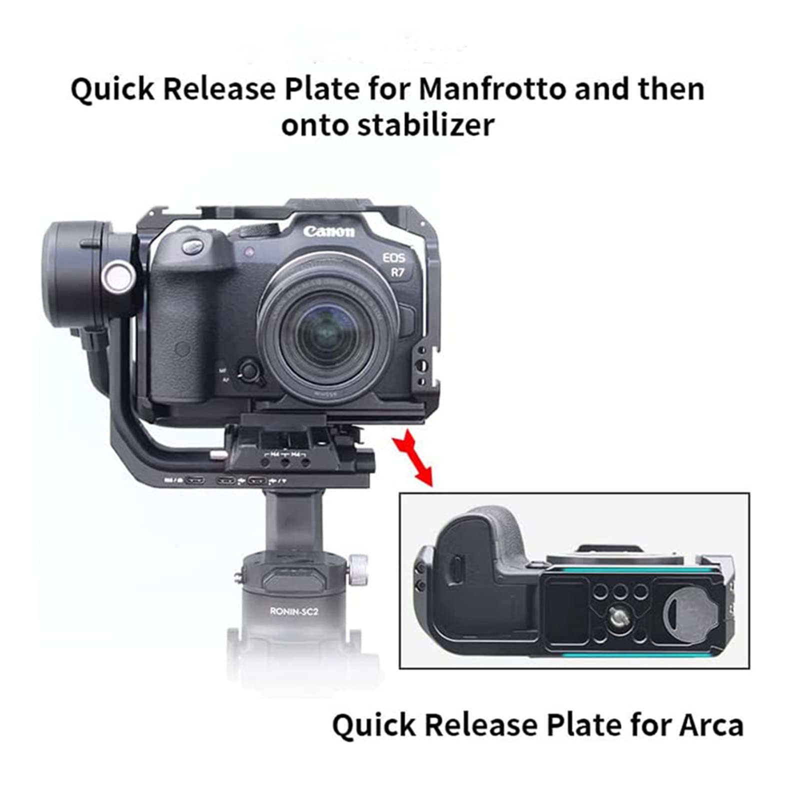 Camera Cage for Canon EOS R7 DSLR Camera with Dual Cold Shoe Mount Topcine Official Store