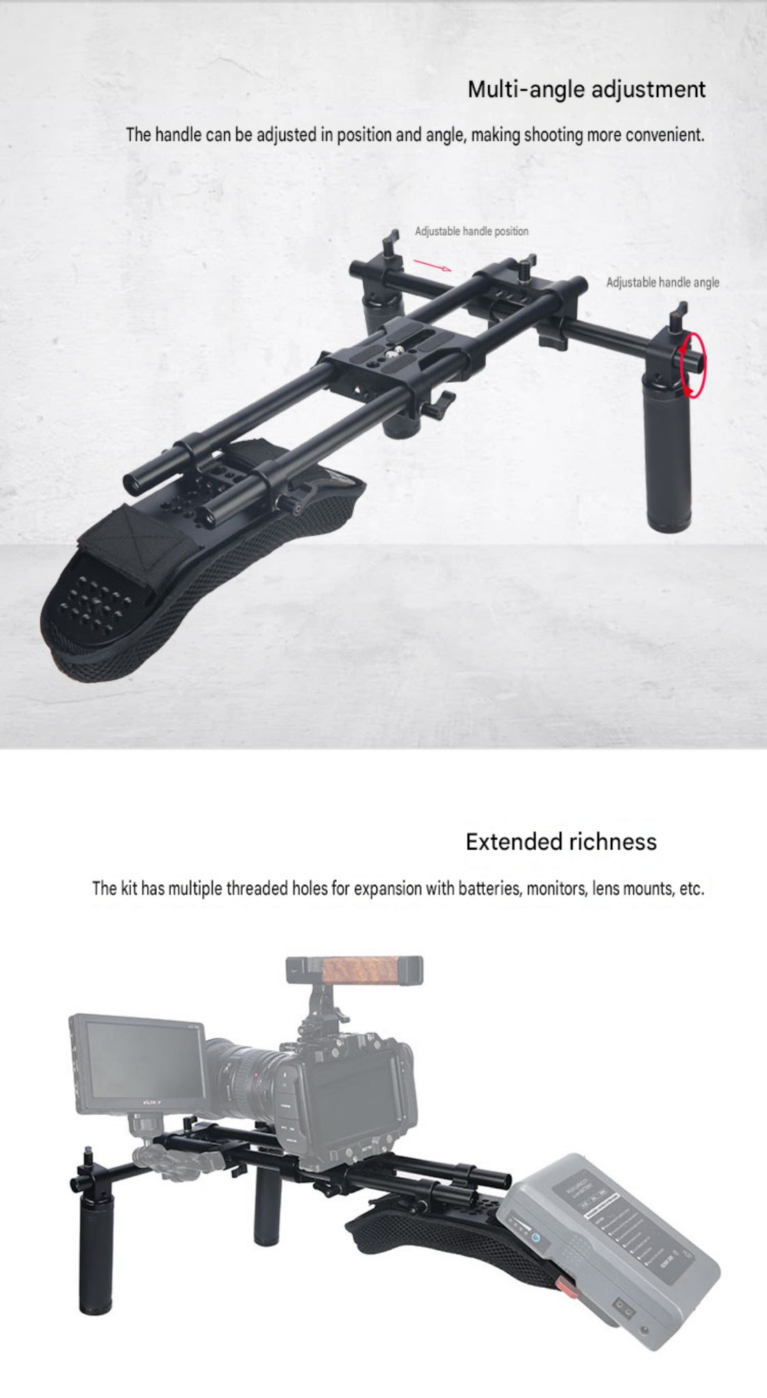 Professional Shoulder Rig Support Kit for Most DSLR Video Cameras Handheld Shoulder Mount Support Video Camera Anti-shake Stabilizer Kit for Vlogging Filmmaking Social Media Content Creation Outdoor Shooting