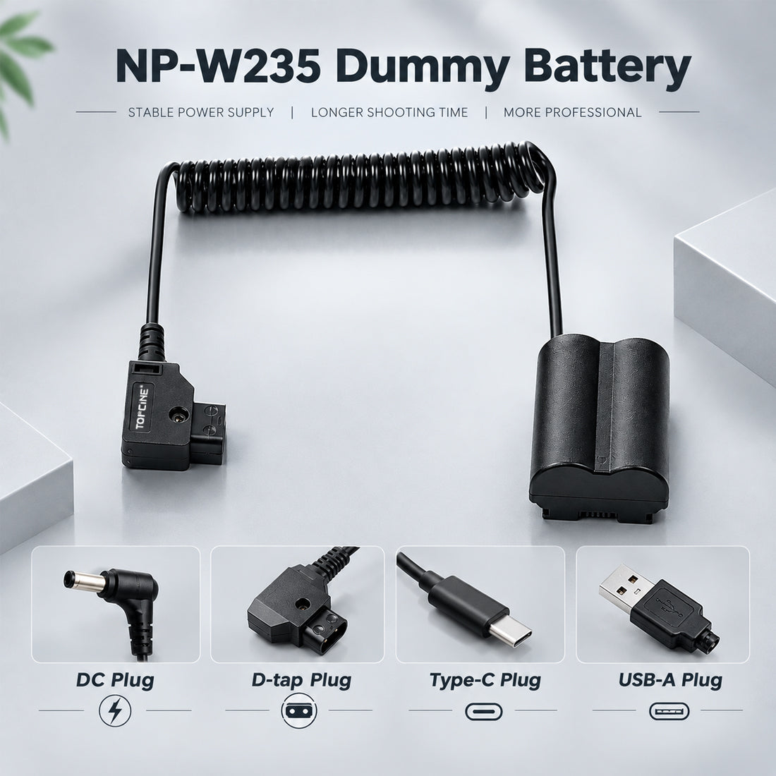 D-Tap to NP-W235 Dummy Battery for Fujifilm X-T4 X-T5 XH2S camera dummy battery TOPCINE