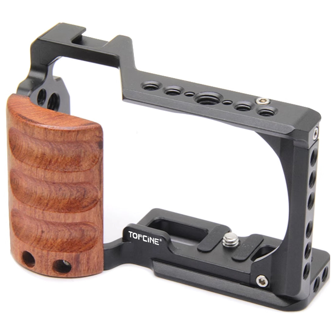 ZVE10 Camera Cage with Wooden Handgrip for Sony Alpha ZV-E10 Camera Rig Camera Cages TOPCINE