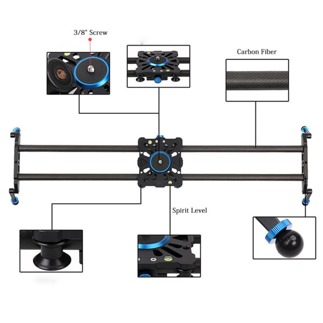 Carbon Fiber Motorized Camera Slider Dolly 60cm/80cm for Video TOPCINE