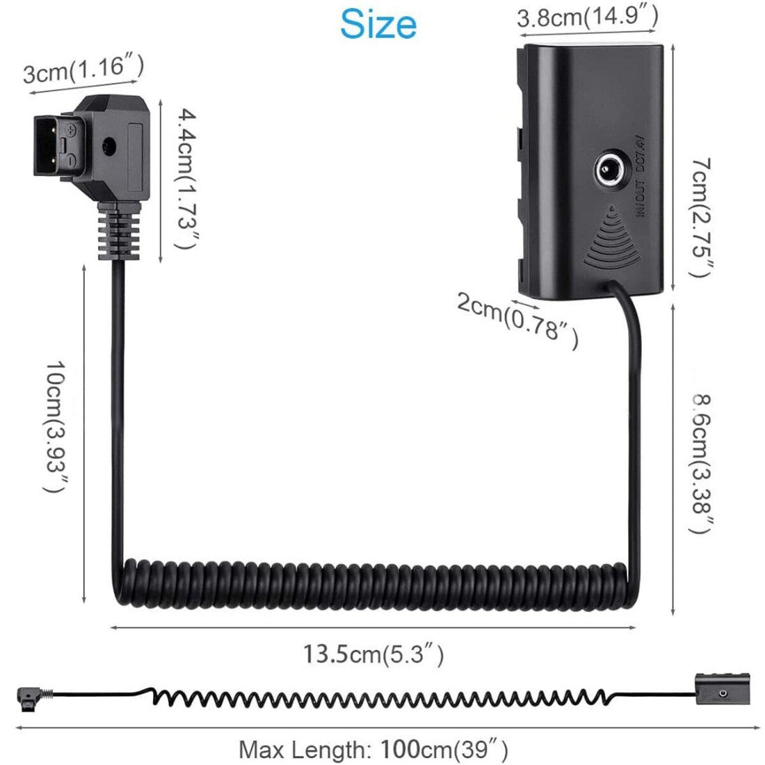 D-Tap to NP-F550 / NP-F970 Dummy Battery Cable for V Mount Battery Power Cable camera dummy battery TOPCINE