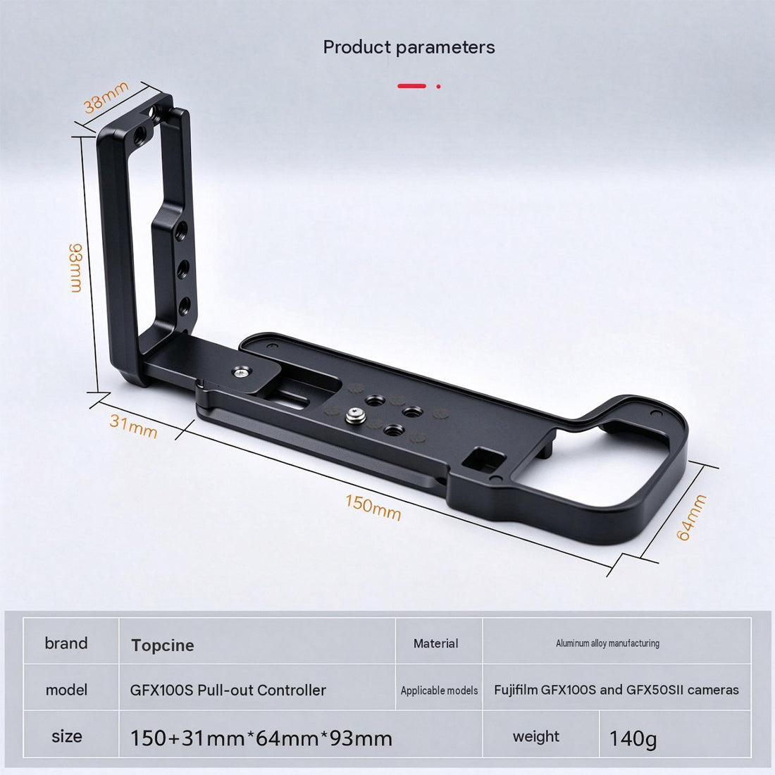 Vertial L-Bracket for Fujifilm GFX100S/GFX50SII Quick Release Plate with Arca Base vertical L plate TOPCINE